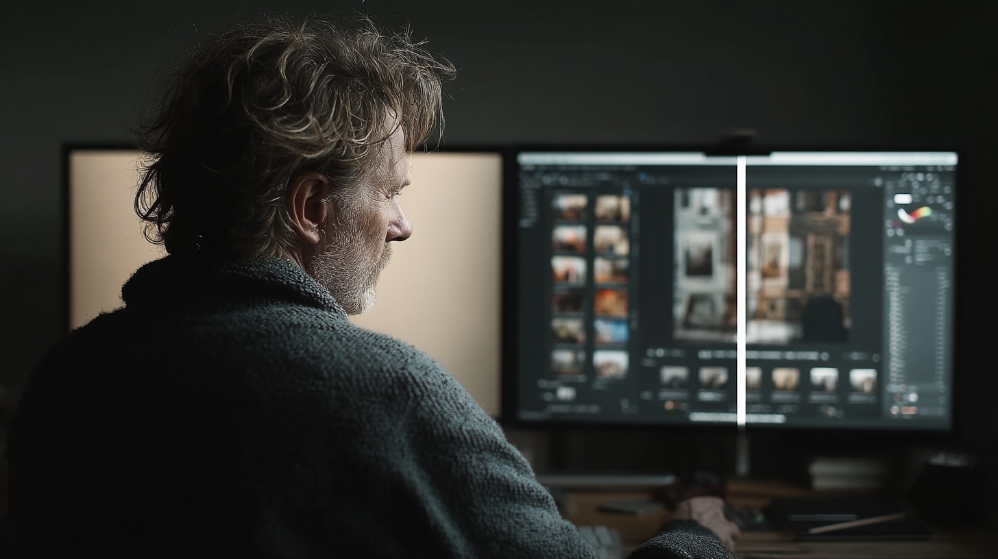 Photographer editing a picture